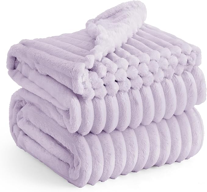 Bedsure GentleSoft Lavender Fog Fleece Blanket for Couch - Super Soft Cozy King Blankets for Women, Cute Small Blanket for Girls, 108x90 Inches