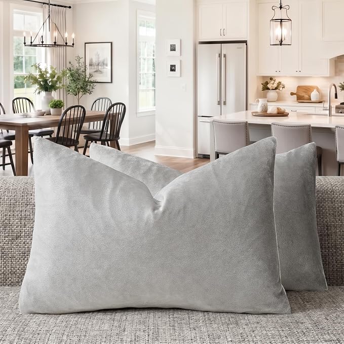 GIGIZAZA Silver Grey Velvet Throw Pillow Covers 12x20 Pack of 2 | Decorative by GIGIZAZAFocusingonhomedecoration