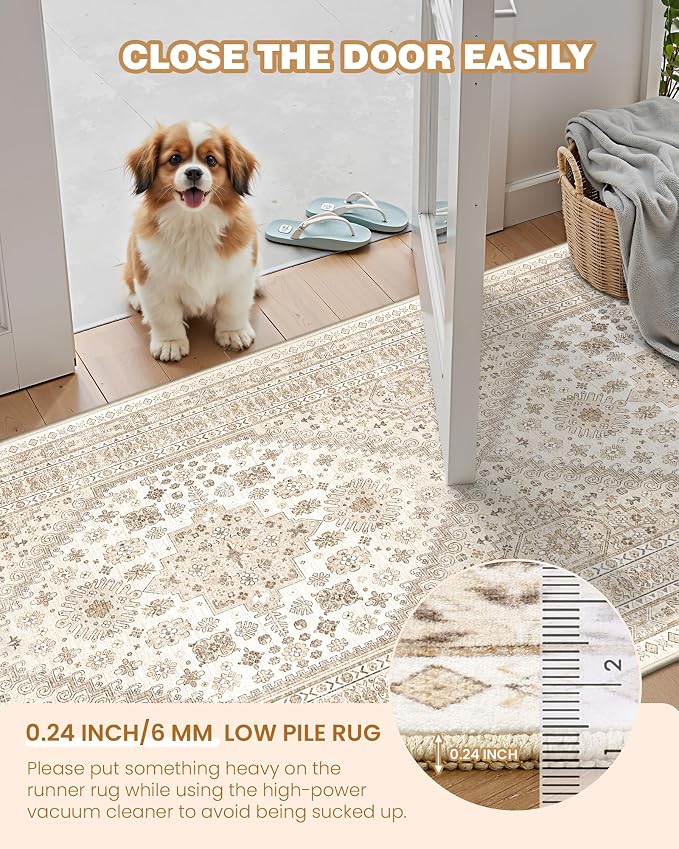 Washable Rugs 8x10 Area Rugs for Living Room, Cream/Beige | Non-Slip Backing - Image 6
