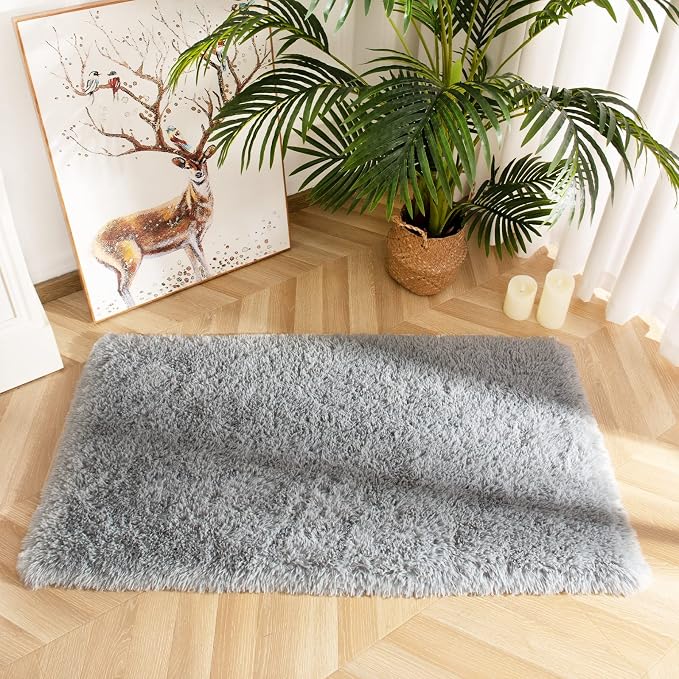 Chicrug Soft Runner Rug for Bedroom Living Room Plush Fluffy Rug 2x3 | Shag - Image 4