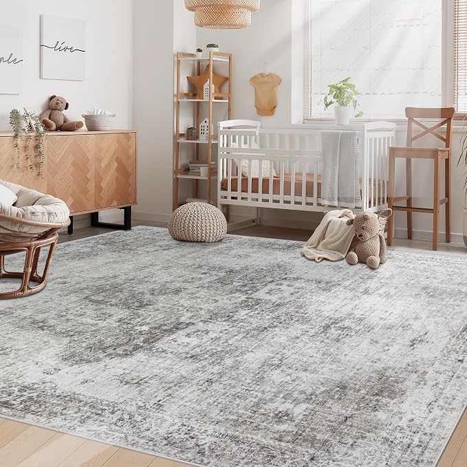 Area Rug 5x7 Washable Rug, Vintage Boho Medallion Rugs Non-Slip Soft Low Pile - Image 3