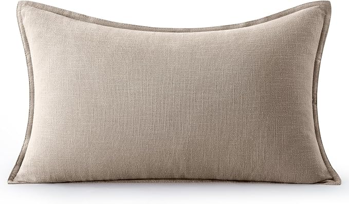 MIULEE Decorative Linen Lumbar Pillow Cover 12x20 Inch Natural Linen | Boho - Image 7