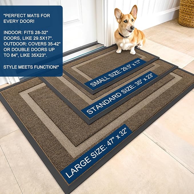 OLANLY Front Door Mat Outside 47x23, All-Season Heavy-Duty Rubber Doormat | - Image 2