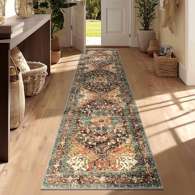 Yamaziot Washable Runner Rug, 2x8 Non-Slip Boho Vintage Hallway Kitchen Rug | by Yamaziot