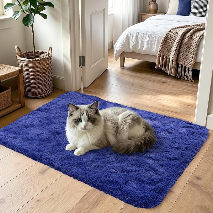 3x5 Royal Blue Fluffy Soft Area Rug Non-Slip - Image 2