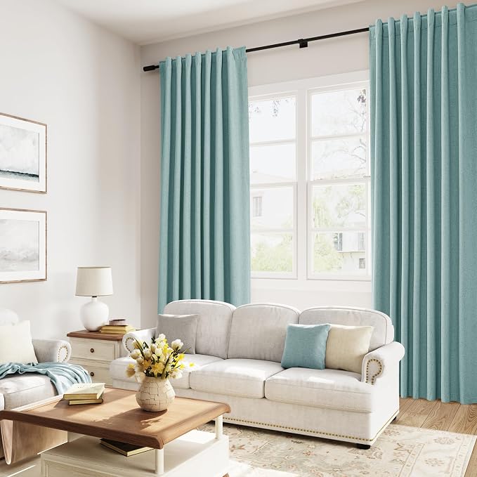 100% Blackout Linen Curtains 80 Inch Length 2 Panels Set - Image 8