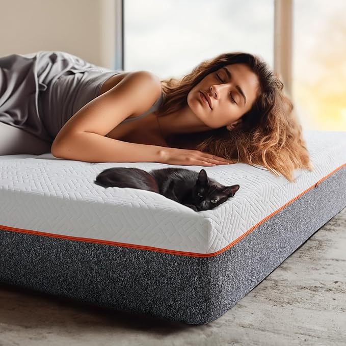 Marsail 6 Inch Queen Size Mattress, Cooling Gel Memory Foam, Fiberglass Free Breathable Cooling Bed Twin Mattress, Medium-Firm in A Box