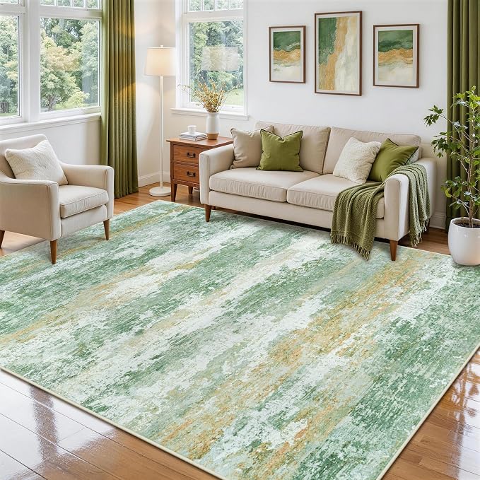 Aelenmu 5x7 Area Rugs for Living Room Washable Bedroom Dining Room Green | - Image 3