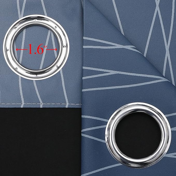 Navy Blue and Greyish White Blackout Curtains - Image 7