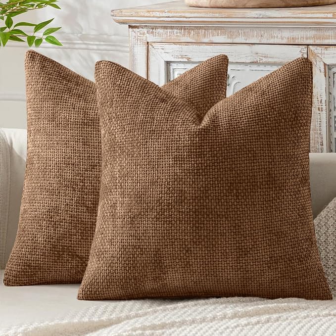 MIULEE Decorative Couch Throw Pillow Covers 20x20 in Golden Brwon 2 Pack | by MIULEE