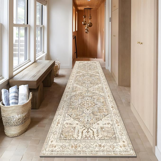 Yamaziot Washable Runner Rug, 3x10 Non-Slip Boho Hallway Kitchen Rug | Stain - Image 7