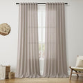 Stone Beige Linen Curtains for Living Room 120 Inches Long Light Filtering Semi by Nanspring