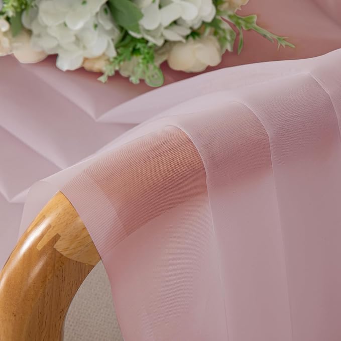 Blush Pink Sheer Valances for Windows 14 Inch Length 2 Pcs, Light Filtering - Image 6