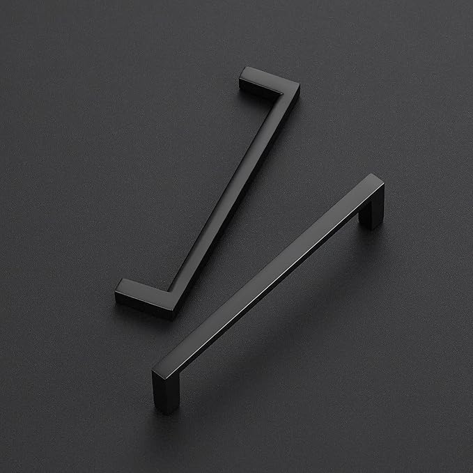 Ravinte 5 Pack Matte Black Cabinet Pulls, 5 Inch (128mm) Hole Center Slim Kitchen Handles, Square Drawer Pulls for Cabinets & Cupboards, Hardware