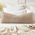 decorUhome Fall Faux Fur Throw Pillow Covers 14x36 Pack of 1 Khaki Brown | by decorUhome