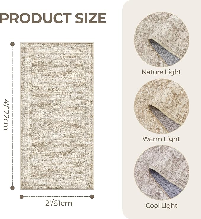 2x4 Rug Runners for Hallways Non Slip, Nursery Room, Soft Runner Rug, Stain - Image 2