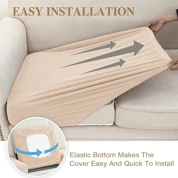 LA MEACK Couch Cushion Covers Seat Cushion Cover Stretch Couch Cover Separate - Image 5