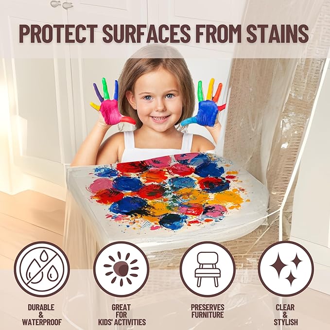 Evelots 4-Pack Clear PVC Dining Chair Covers, Spill-Resistant Protectors | - Image 2
