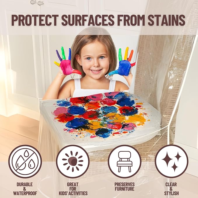 Evelots 6-Pack Clear PVC Dining Chair Covers, Spill-Resistant Protectors | - Image 2