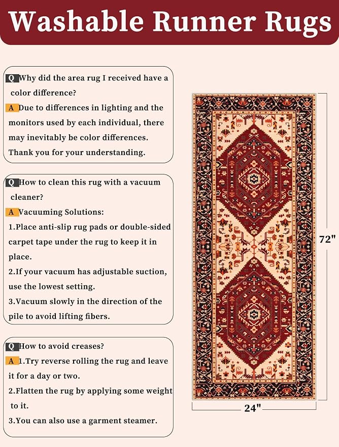 SERISSA 2x6 Washable Non Slip Boho Runner Rug - Image 6