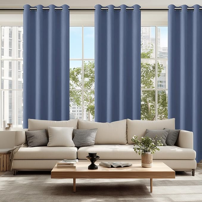 Blackout Curtains for Bedroom, 52 x 84 Inch Long Blue Haze 2 Panels | Thermal - Image 6