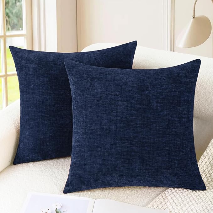 CaliTime Decorative Couch Throw Pillow Covers 18 X 18 Inches Navy Blue | Pack by CaliTime