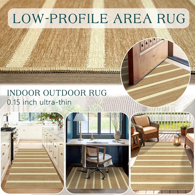 Striped 3x5 Entry Rug, Washable Indoor Outdoor Mats - Image 6