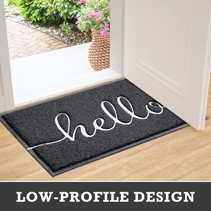 Black Door Mat Welcome Mats Outdoor Indoor Doormat - Image 5