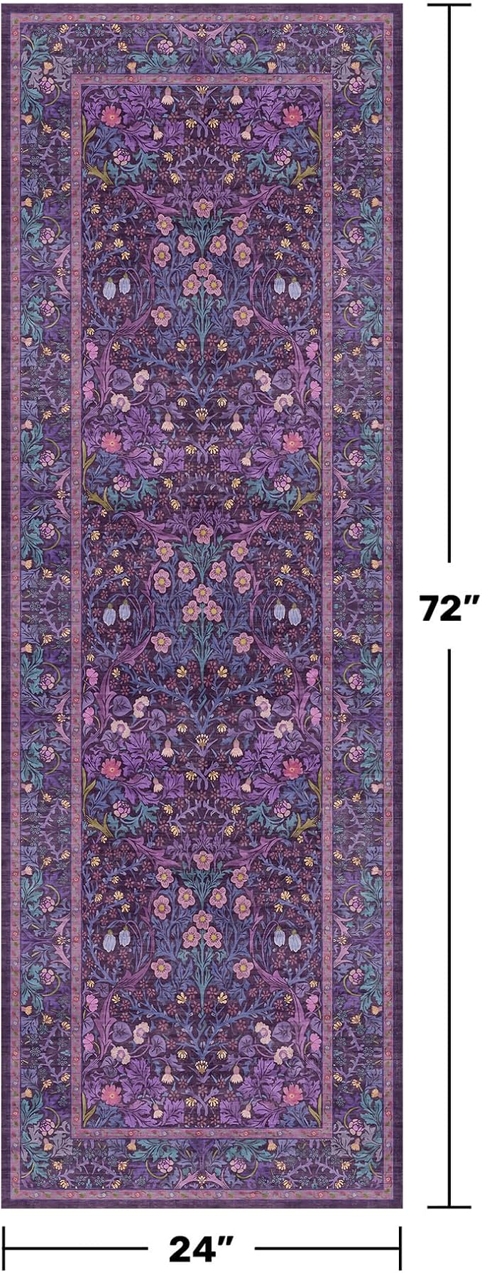 Washable Plum Purple Runner Rug 2x6 - Image 2