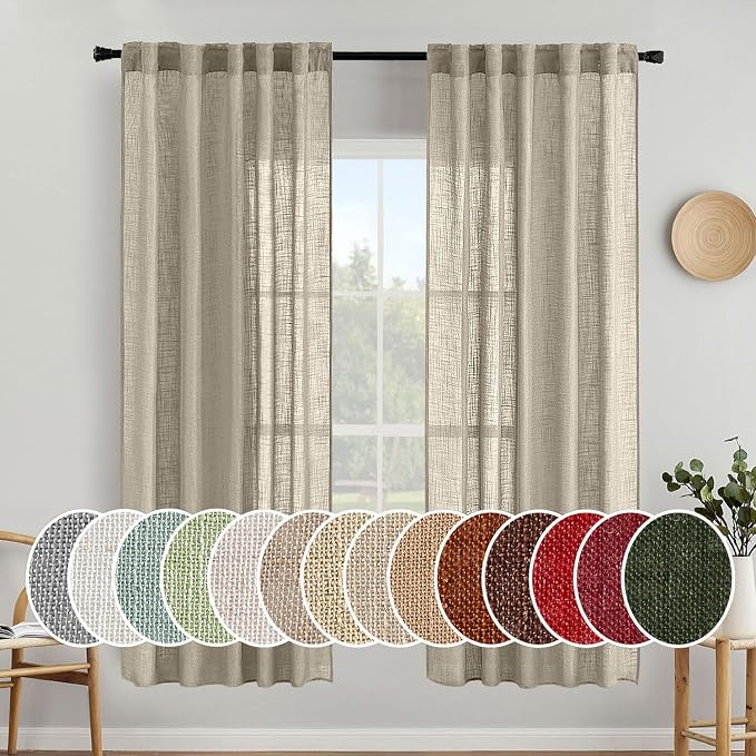 MIULEE Oatmeal Linen Curtains 52x72 Inch 2 Panels by MIULEE