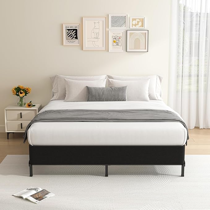 MAF Box Springs King Size 10 Inch, High Profile King Box Spring 3500 lbs Black Heavy Duty Metal Mattress Foundation with Easy Clean Fabric Cover, Easy Assembly
