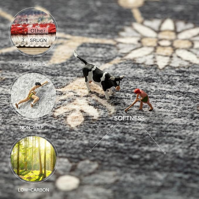 8x10 Washable Area Rugs for Living Room, Dining Room- Classic Black | - Image 3