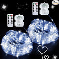 JMEXSUSS 2 Pack Rope Lights Battery Operated String Lights Outdoor Waterproof, Total 66ft 200 LED 8 Modes White Battery Powered Light with Remote for Canopy Tent Camping Patio Garden Decor