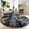 Amdrebio Tie-Dyed Dark Grey Large Round Rug 7Ft by Amdrebio