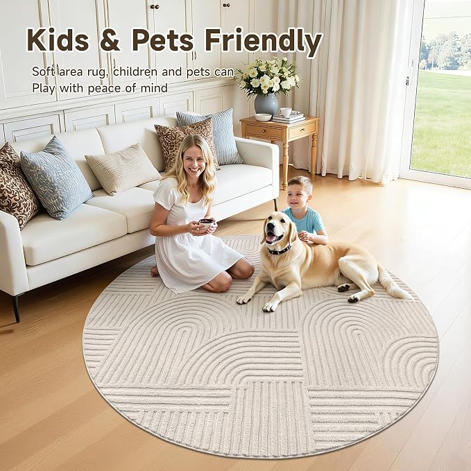 Pauwer 6ft Area Rugs for Living Room, Modern Non Slip Washable Rug, Soft Fluffy - Image 6