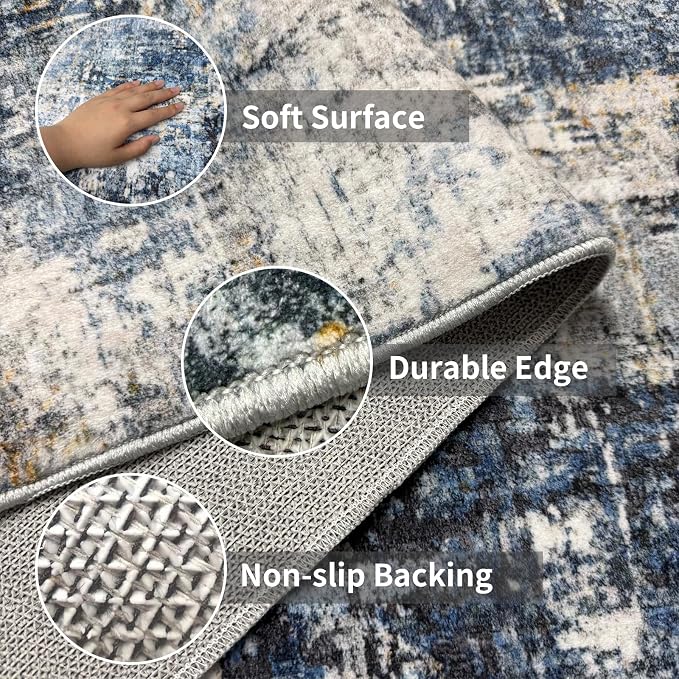 2x3 Small Washable Area Rug: Non-Slip Door Mat Midnight Sky | Dense Low Pile - Image 2