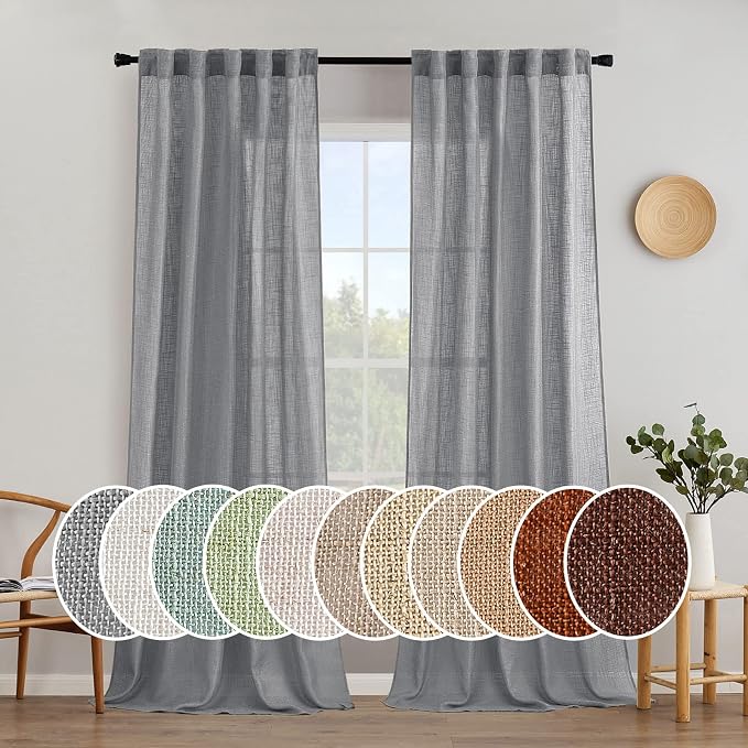 MIULEE Grey Linen Curtains 52x96 Inch Long by MIULEE