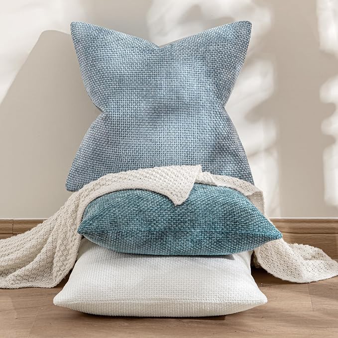 MIULEE Decorative Couch Throw Pillow Covers 18x18 Inch Light Blue 2 Pack | - Image 4