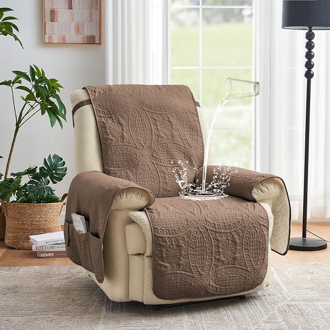 Toffee Quilted Recliner Covers, Camel Large Recliner Chair Covers, Lazy Boy - Image 2