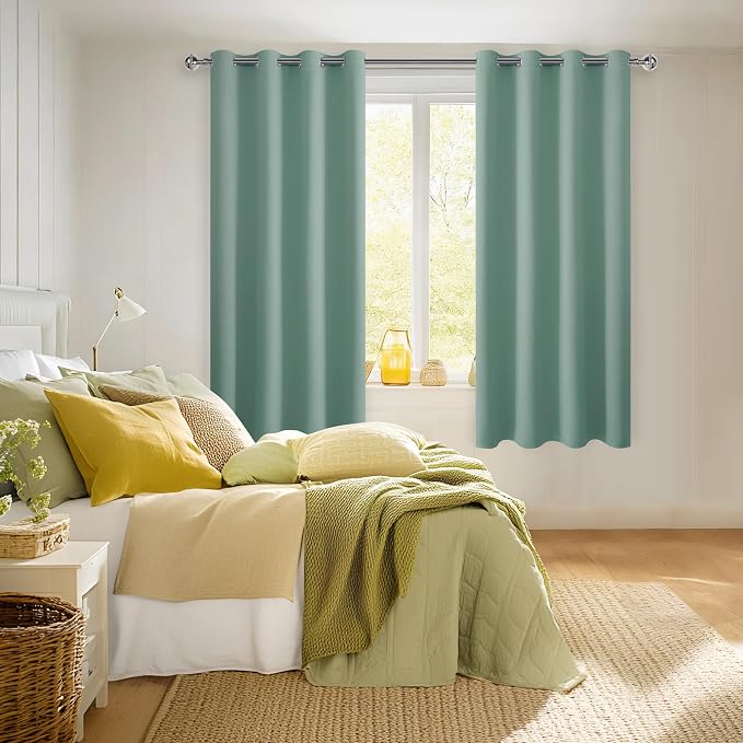 Blackout Curtains for Bedroom, Sage Green, 52 x 63 Inch, 2 Panels | Thermal - Image 6