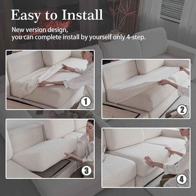 OHSIO Couch Cushion Covers for Sectional Sofa, Stretch Soft Sofa Slipcovers - Image 7