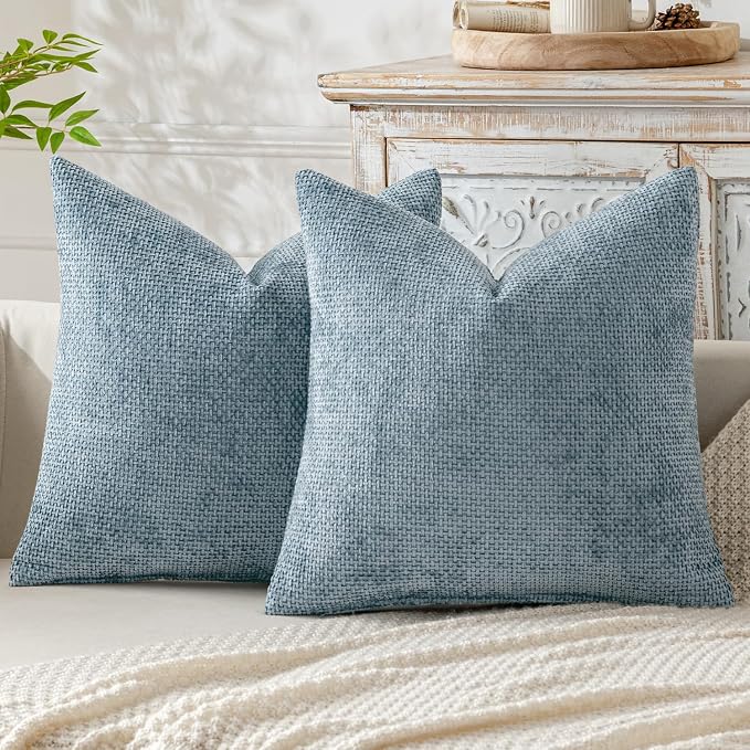 MIULEE Decorative Couch Throw Pillow Covers 18x18 Inch Coastal Blue 2 Pack | by MIULEE