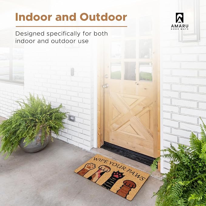 Coir Welcome Mat, Wipe Your Paws, 17 x 29 in | 100% Natural Coir, Anti-Shedding - Image 6