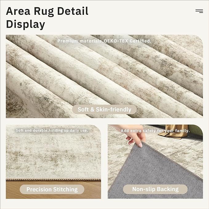 Soalmost Abstract Runner Rug 2x8 Hallway Kitchen Runners Beige/Gray | Vintage - Image 6