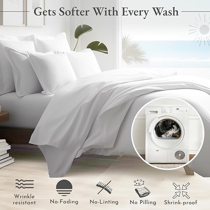 California Design Den Printed King Size Sheets Set - Luxury 400 Thread Count Sateen, Natural 100% Cotton Sheets, Deep Pockets, Cooling and Durable Bedding Set - Polka Dot