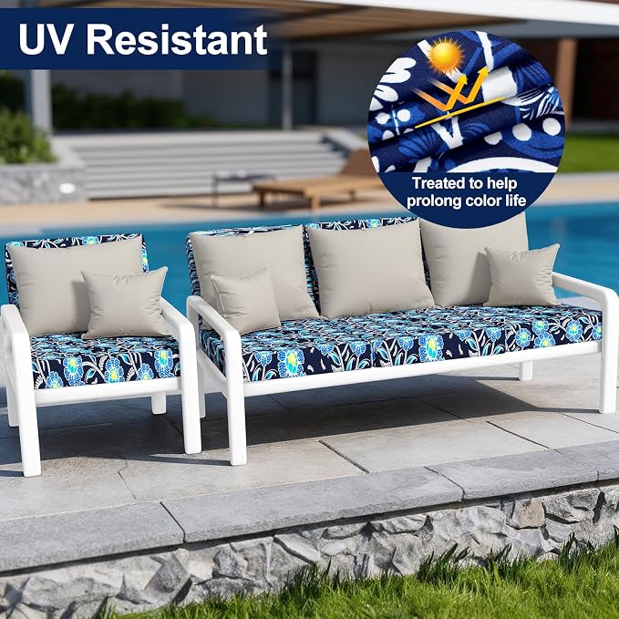 Smiry Waterproof Patio Cushion Covers, Stretch Outdoor Furniture Covers | Couch - Image 3