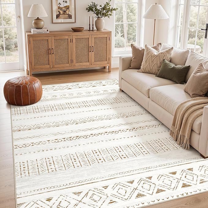cotiled 6x9 Area Rugs for Living Room: Boho Washable Rug for Dining Room | by COTILED