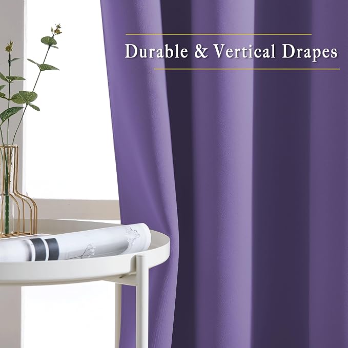 NICETOWN Lilac Purple Curtains 102 inch Length, Grommet Blackout Room Darkening - Image 5