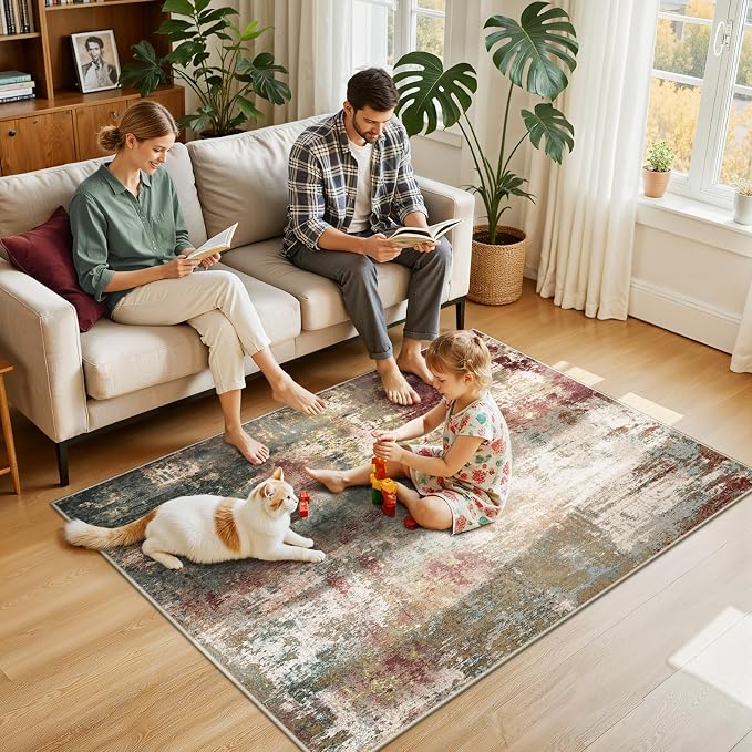 RELEANY Washable 4'x6' Abstract Area Rug - Image 2