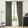 Olive Pinch Pleated 100% Blackout Linen 80 Inch Window Curtains | Room by Twodrapes